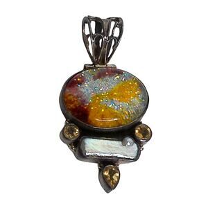 Vintage Sterling Dichoric Multicolor Pendant